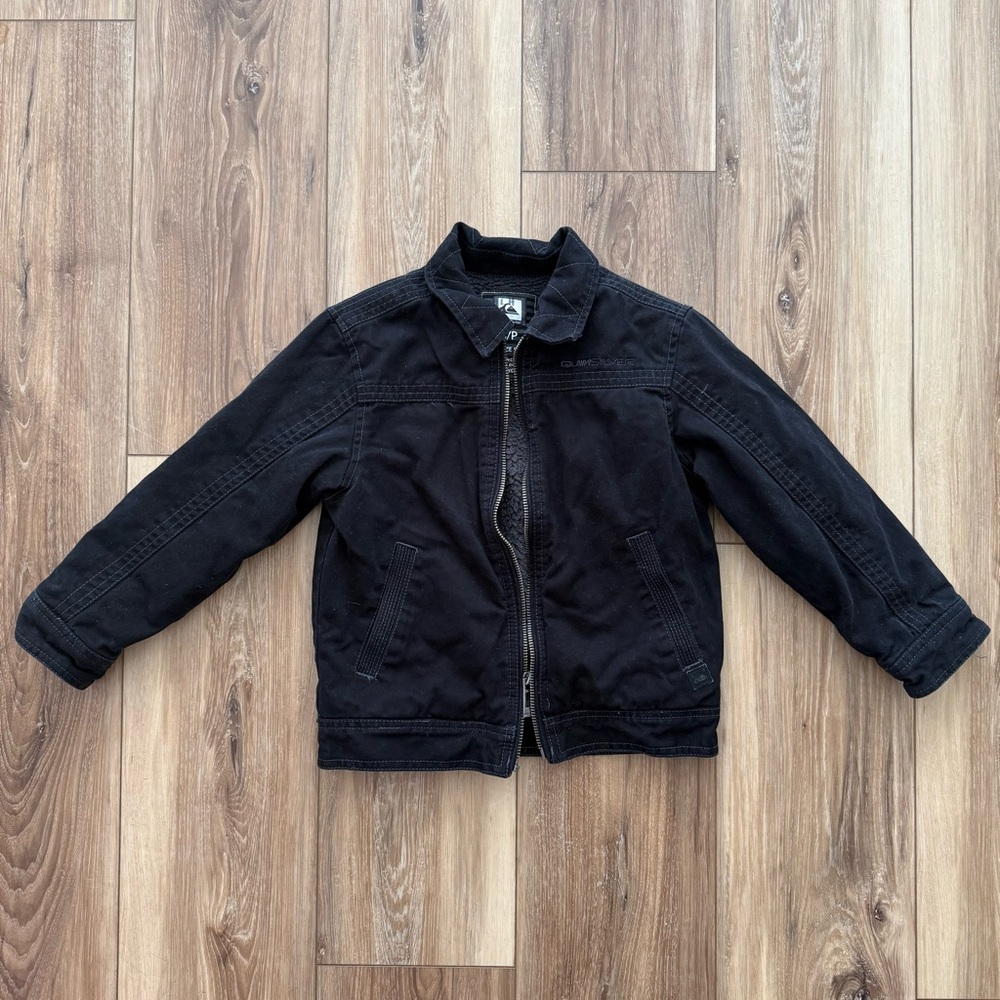 Quiksilver Youth Black Sherpa-Lined Canvas Jacket Size 5 (Kids)